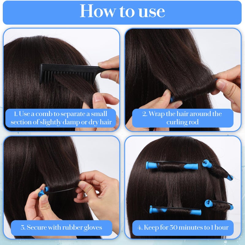 Wanmu 30 Pcs Perm Rods For Short Hair Plastic Cold Wave Rods Hair Curling Rollers Curling Roller Perm Rod Small Hair-Rollers for DIY Styling (Blue, 0.47 Inches) - Image 3
